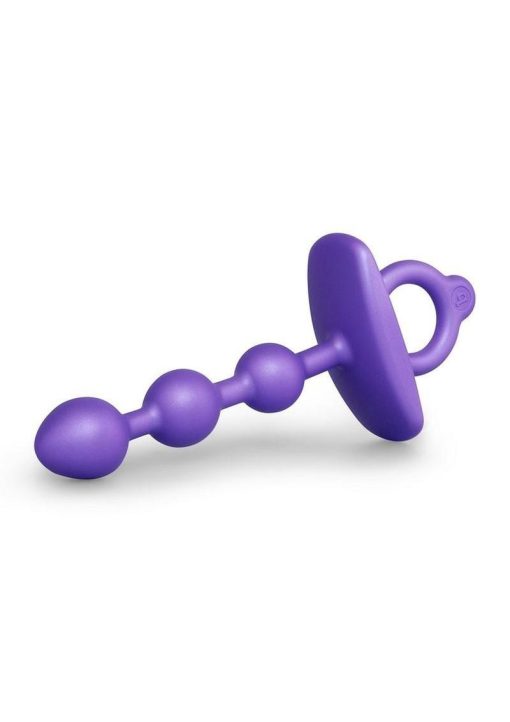 B-Vibe Butties Zip Silicone Anal Beads - Purple - Image 3