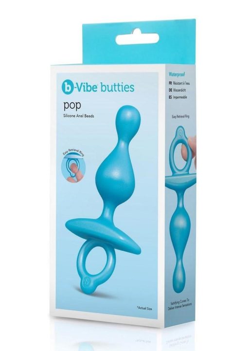 B-Vibe Butties Pop Beaded Silicone Anal Plug - Blue