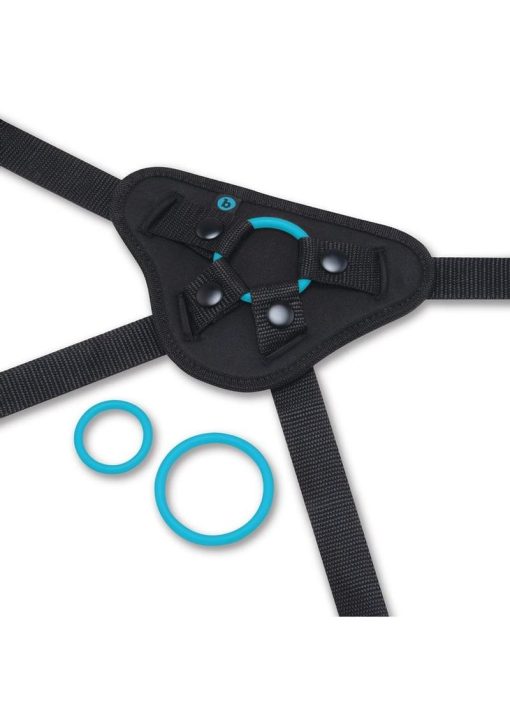B Vibe Everybody Strap On Harness Set with Silicone Dildo Peg 6in - Teal - Image 3
