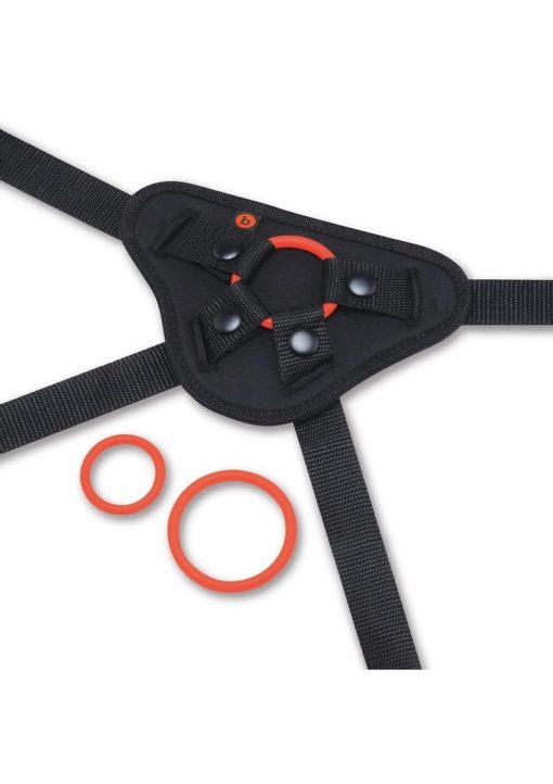 B Vibe Beginner Strap On Harness Set with Silicone Dildo Peg 5in - Orange - Image 3
