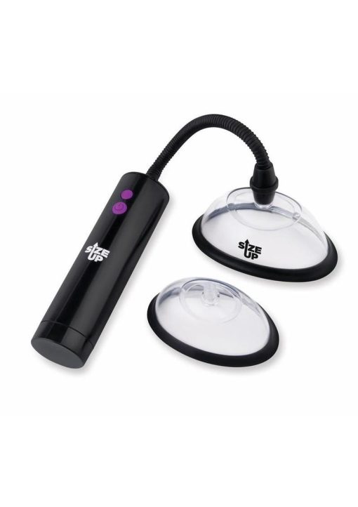 Size Up Rechargeable Pussy Pump Two Chambers - Black/Clear - Image 3