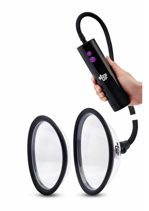 Size Up Rechargeable Pussy Pump Two Chambers - Black/Clear - Image 4