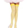 Leg Avenue Nylon Stocking W/ Stripe - White/Yellow - O/S