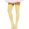 Leg Avenue Nylon Stocking W/ Stripe - White/Yellow - O/S