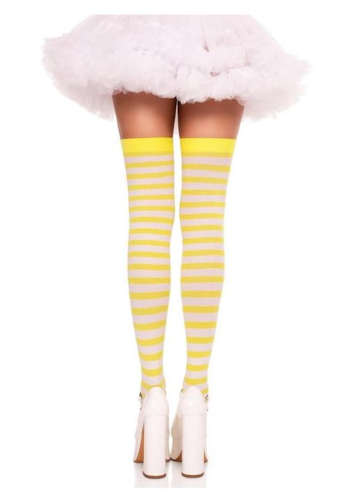 Leg Avenue Nylon Stocking W/ Stripe - White/Yellow - O/S - Image 3