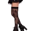 Leg Avenue Dotted Net Skull Thigh Highs - Black - O/S