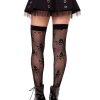 Leg Avenue Dotted Net Skull Thigh Highs - Black - O/S - Image 3