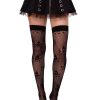 Leg Avenue Dotted Net Skull Thigh Highs - Black - O/S - Image 4