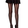 Leg Avenue Net and Opaque Striped Tights - Black - O/S