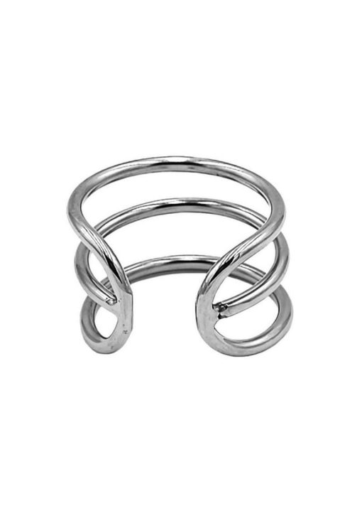 Rouge Stainless Steel Triple Wire Glans Ring - Silver - Image 3