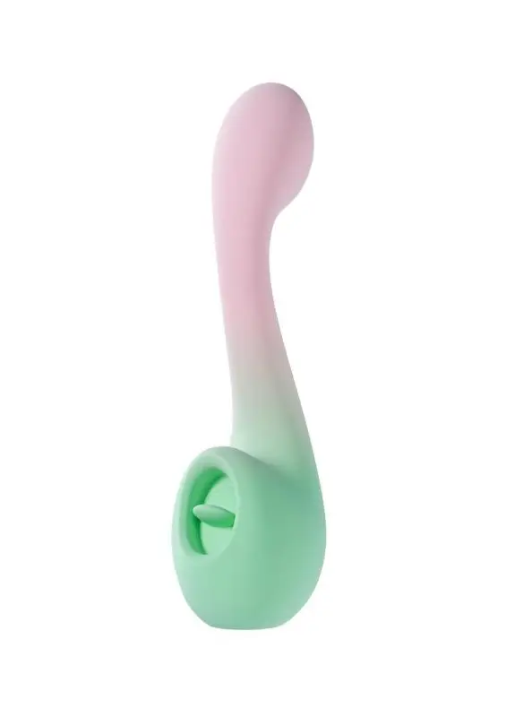 Play With Me Melody Rechargeable Silicone Dual-End Vibrator - Pink/Green
