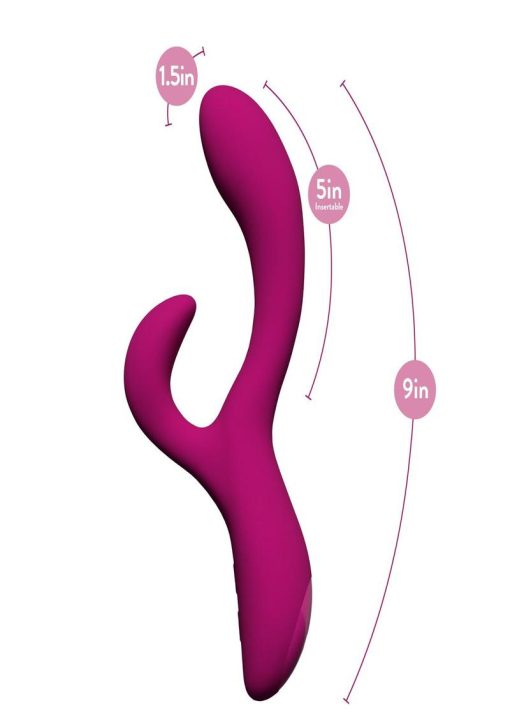 Quinn Rechargeable Silicone Rabbit Vibrator - Burgundy - Image 4