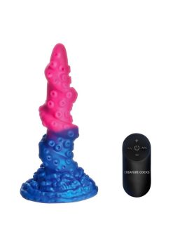 Creature cocks Deluxe Lord Kraken Vibrating Rechargeable Silicone Glow-in-the-Dark Dildo - Multicolor