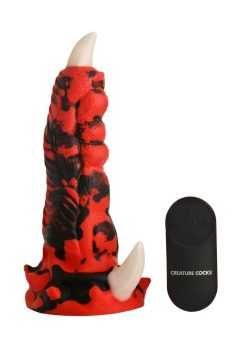 Creature Cocks Red Talon Vibrating Rechargeable Silicone Dildo - Red/Black