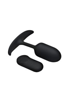 Heavy Hitters Vibrating Weighted Silicone Anal Plug - Medium - Black