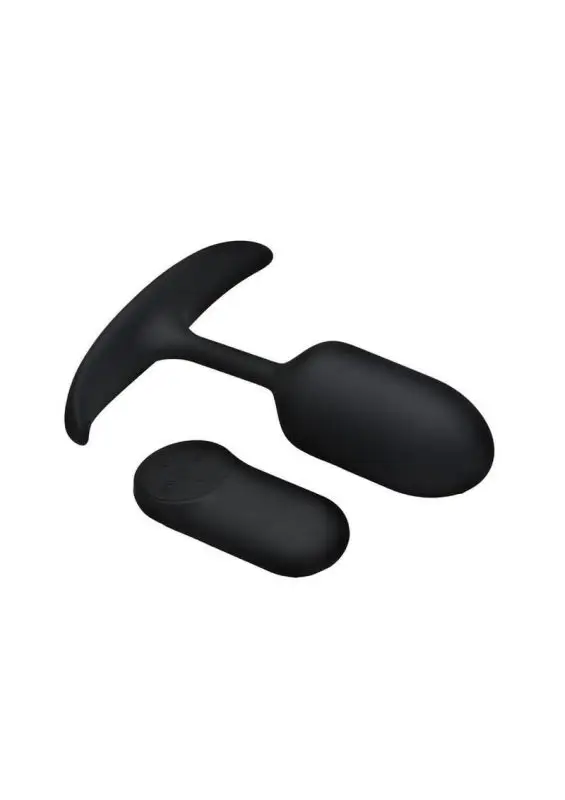 Heavy Hitters Vibrating Weighted Silicone Anal Plug - Medium - Black