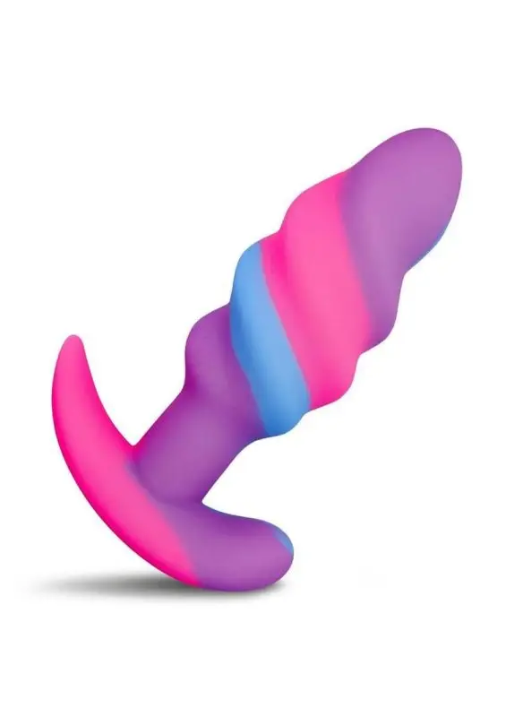 Creature Cocks Unicorn Swirl Silicone Butt Plug - Small - Multicolor
