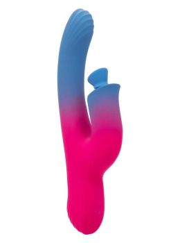 Elation Rechargeable Silicone Dual Stimulator with Suction - Blue/Pink