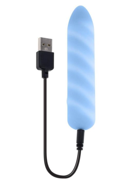 Playboy Unicorn Silicone Rechargeable Vibrating Bullet - Blue - Image 4