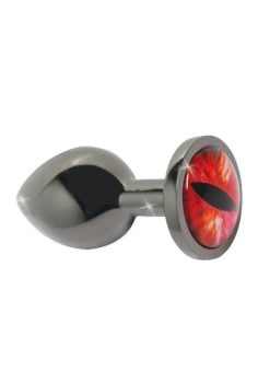 Creature Cocks Red Eye Metal Butt Plug - Medium - Black/Red