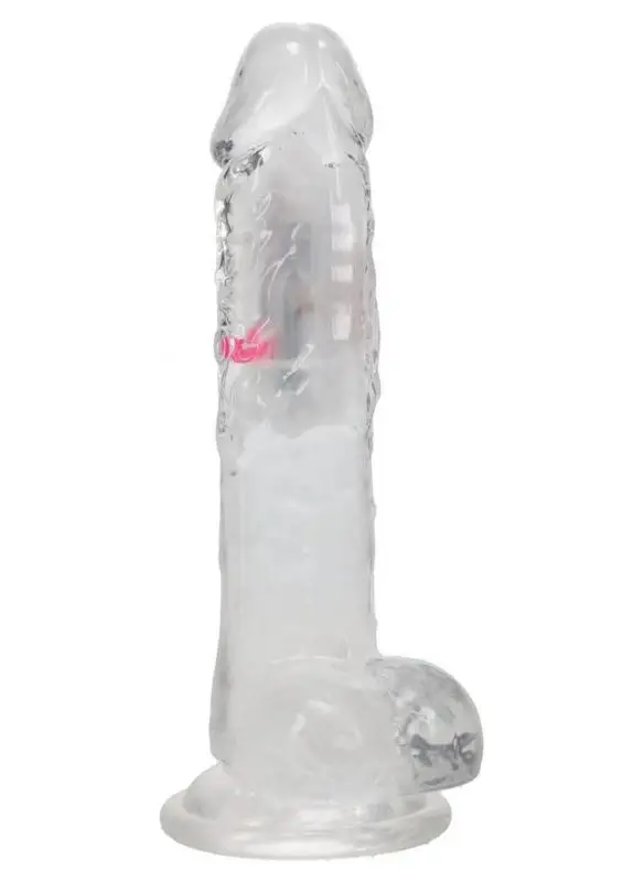 RealRock Vibrating LED Wireless Rechargeable Remote Control Cock with Balls 8in - Clear