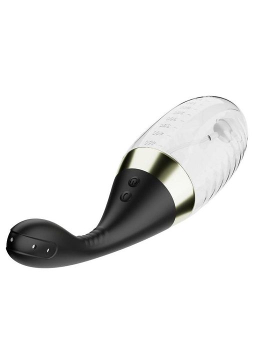 Anal Adventures Platinum Aqua Jet Rechargeable Silicone Anal Douche with Remote - Black/Clear - Image 4